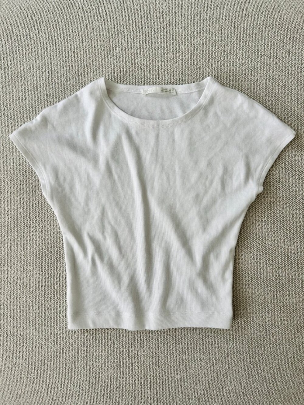 NWOT Zara Cap Sleeve Cropped Baby Tee in White, Size Small - Picture 5 of 5